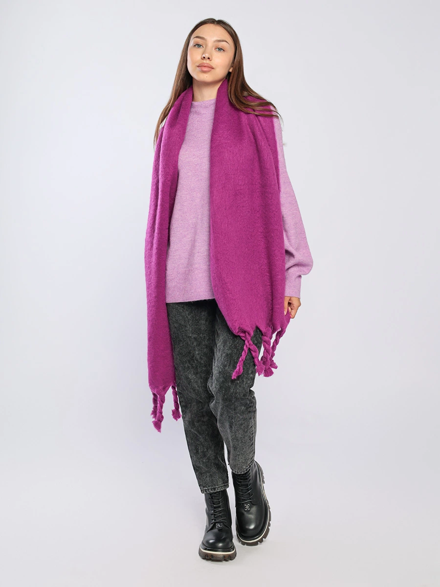 Шарф фиолетовый с плетением